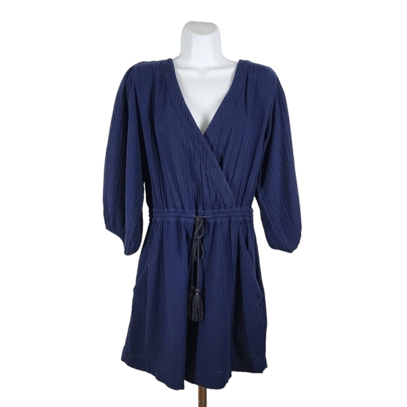 ANTHROPOLOGY CRINKLE COTTON V-NECK ROMPER - Picture 1 of 10